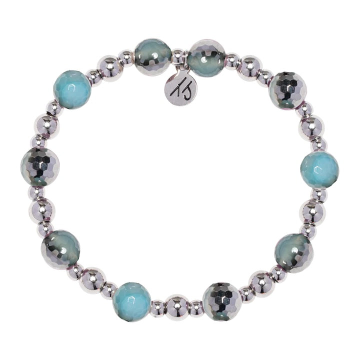 Day by Day Collection- Blue Silver Agate Gemstone Bracelet