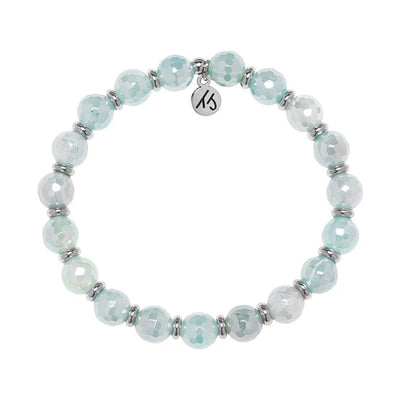 Silver Empowered Elegance Collection- Aqua Agate Gemstone Bracelet