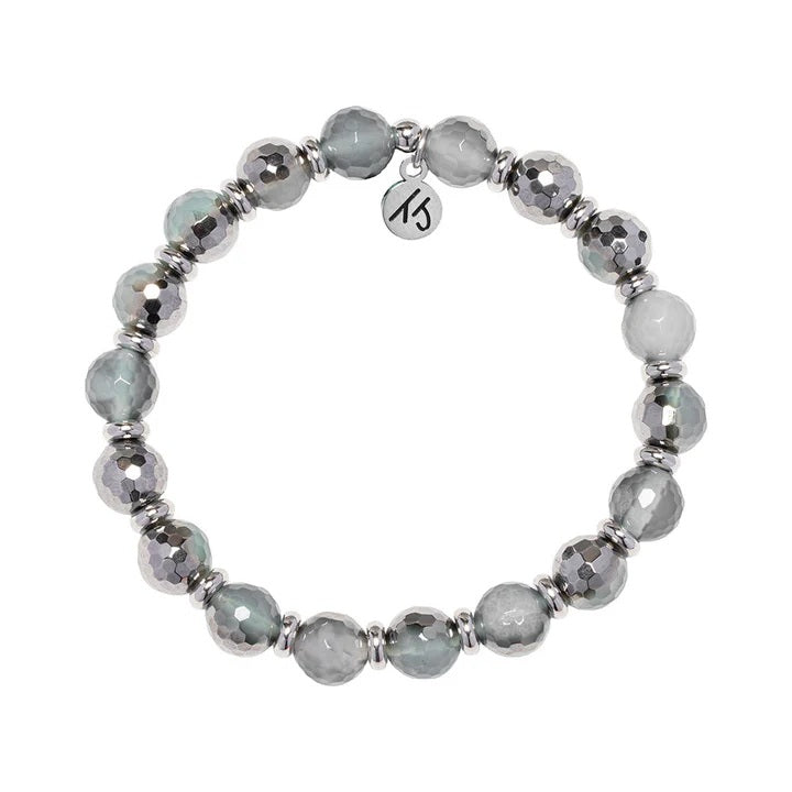 Silver Empowered Elegance Collection- Blue Silver Agate Gemstone Bracelet