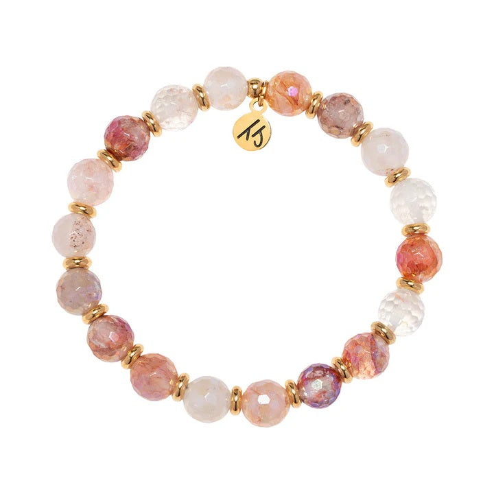 Gold Empowered Elegance Collection- Strawberry Quartz Gemstone Bracelet