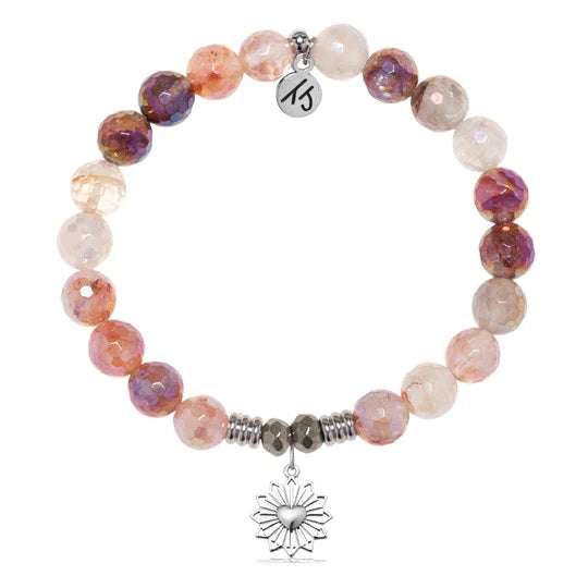 Strawberry Quartz Gemstone Bracelet with Follow Your Heart Sterling Silver Charm