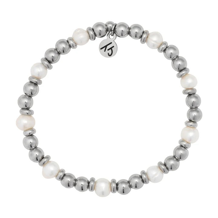 Strength & Grace Collection- Silver with Pearl Bracelet