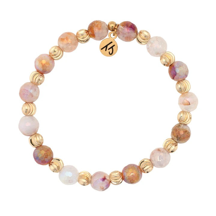 Harmony Collection- Gold with Strawberry Quartz Gemstone Bracelet