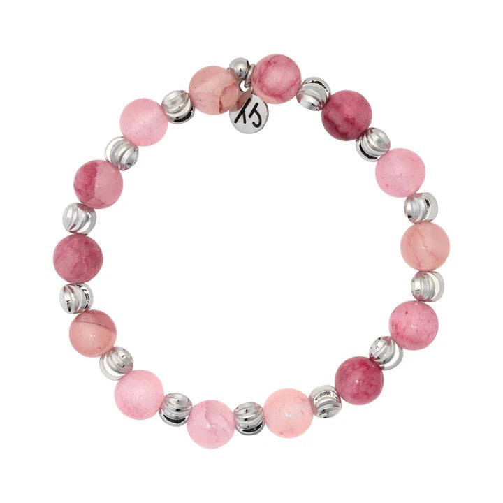 Harmony Collection- Silver with Pink Chalcedony Gemstone Bracelet Rated 5.0 out of 5 stars