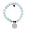 Blue Aquamarine Gemstone Bracelet with Protection Sterling Silver Charm