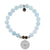 Blue Aquamarine Gemstone Bracelet with Protection Sterling Silver Charm