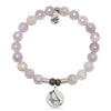 Mauve Jade Gemstone Bracelet with Cardinal Sterling Silver Charm