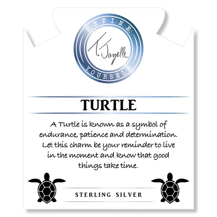 Peruvian Turquoise Gemstone Bracelet with Turtle Cutout Sterling Silver Charm