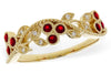 14K Yellow Gold Ruby & Diamond Floral Fashion Ring