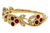 14K Yellow Gold Ruby & Diamond Floral Fashion Ring