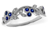 14K White Gold Sapphire & Diamond Floral Fashion Ring
