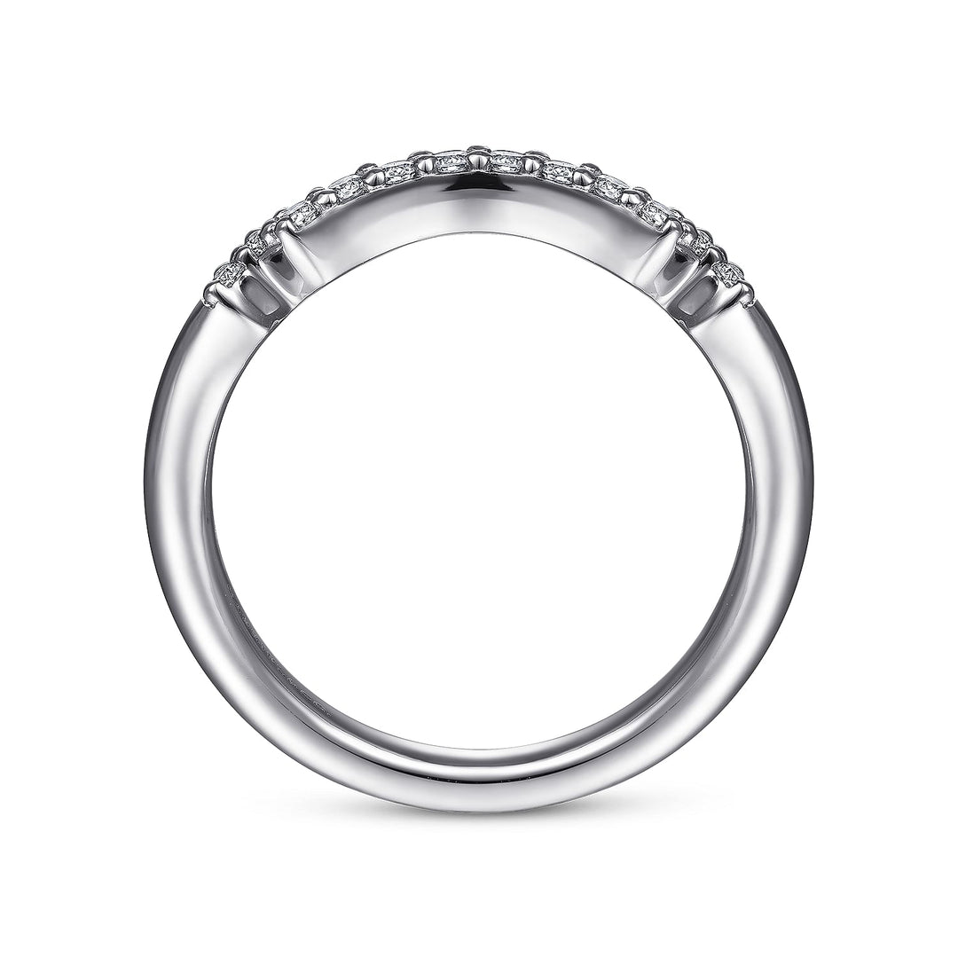 Contoured Diamond Wedding Band .17 Cttw 14K White Gold 188B