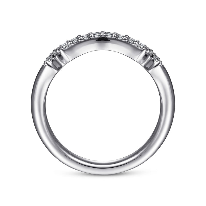 Contoured Diamond Wedding Band .17 Cttw 14K White Gold 188B