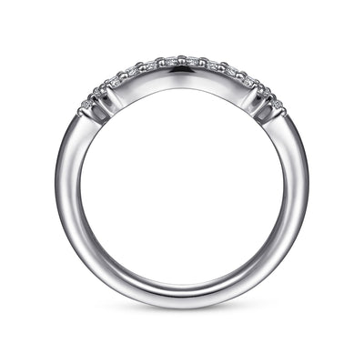 Contoured Diamond Wedding Band .17 Cttw 14K White Gold 188B