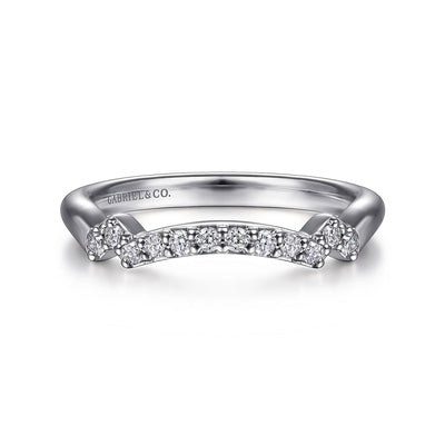 Contoured Diamond Wedding Band .17 Cttw 14K White Gold 188B