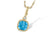 14K Yellow Gold Cushion Cut Blue Topaz and Diamond Necklace