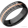 Black Zirconium Damascus Steel Band 14K Rose Gold 5mm