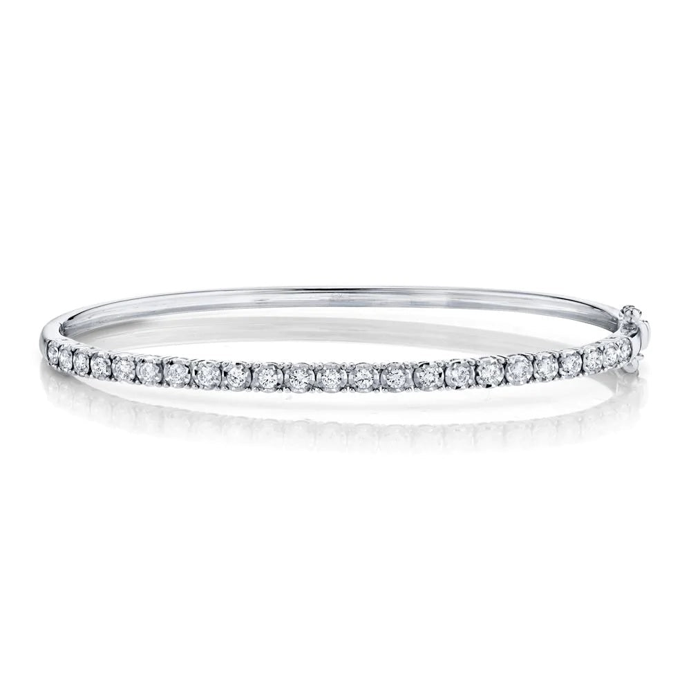 BRACELETS - 14K White Gold 0.69cttw Illusion Diamond Bangle Bracelet