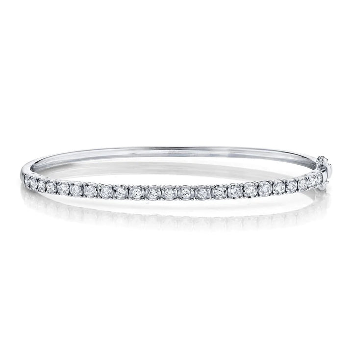 BRACELETS - 14K White Gold 0.69cttw Illusion Diamond Bangle Bracelet