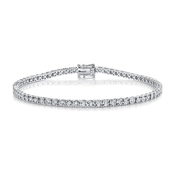 BRACELETS - 14K White Gold 1.00cttw Diamond Illusion Set Tennis Bracelet