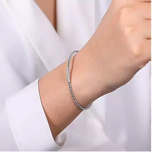 BRACELETS - 14K White Gold .13cttw Diamond Bar Split Bangle