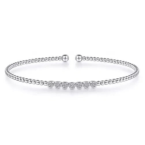 14K White Gold .13cttw Diamond Cluster Split Bangle