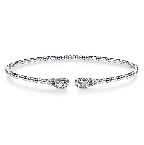 BRACELETS - 14K White Gold .30cttw Diamond Teardrop Split Bangle