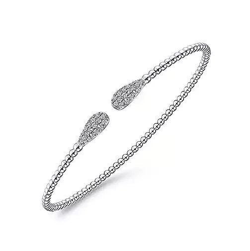BRACELETS - 14K White Gold .30cttw Diamond Teardrop Split Bangle