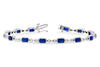 BRACELETS - 14K White Gold 4 Carat Blue Sapphire And Diamond Station Bracelet
