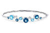 BRACELETS - 14K White Gold Swiss & London Blue Topaz And Diamond Bubble Bangle Bracelet