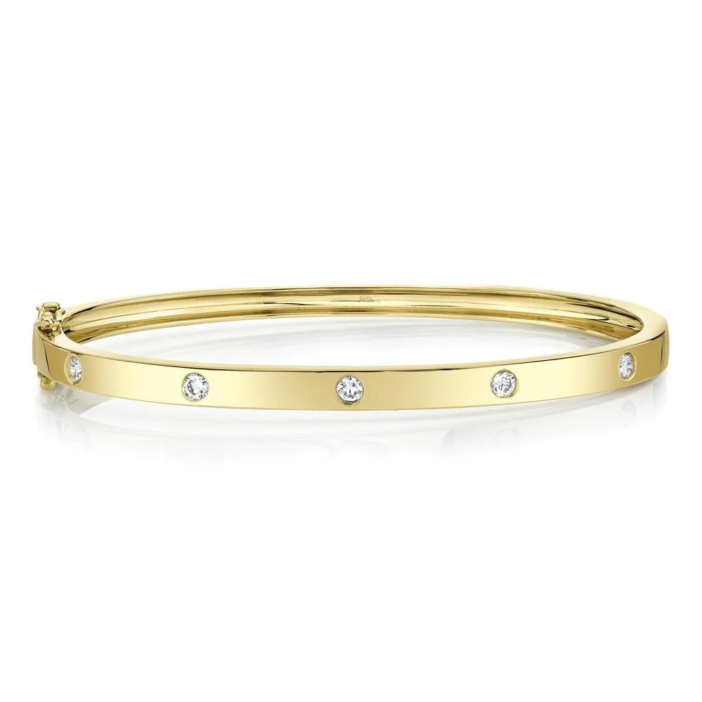 BRACELETS - 14K Yellow Gold 0.38cttw Bezel Set Diamond Bangle Bracelet