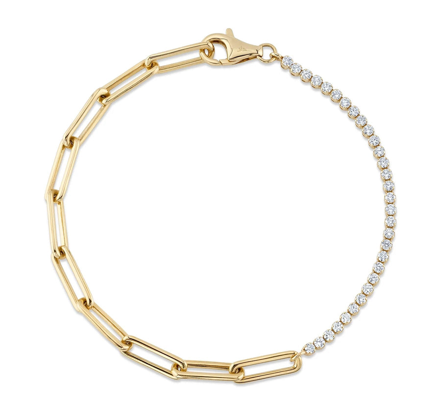 BRACELETS - 14K Yellow Gold 0.66cttw Diamond Paper Clip Style Bracelet