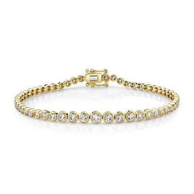 BRACELETS - 14K Yellow Gold 1.90cttw Graduated Diamond Bezel Set Bracelet