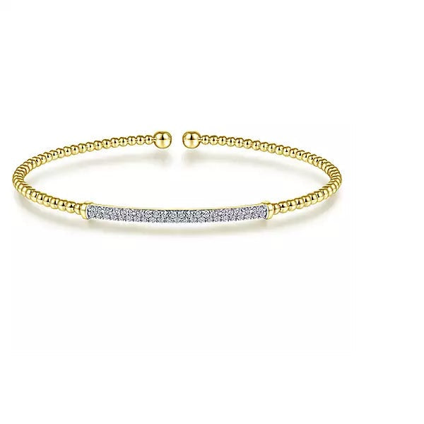 BRACELETS - 14K Yellow Gold .34cttw Diamond Bar Split Bangle