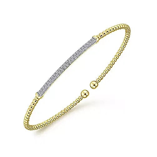 BRACELETS - 14K Yellow Gold .34cttw Diamond Bar Split Bangle
