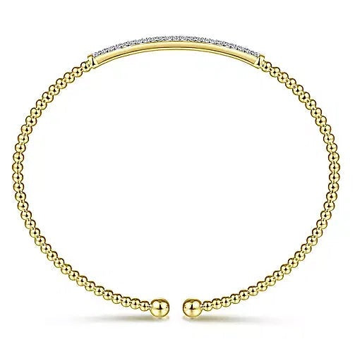 BRACELETS - 14K Yellow Gold .34cttw Diamond Bar Split Bangle
