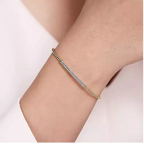 BRACELETS - 14K Yellow Gold .34cttw Diamond Bar Split Bangle