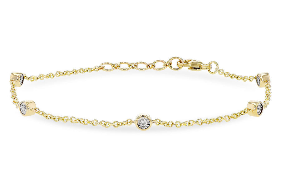 BRACELETS - 14K Yellow Gold 7 Inch Bezel Set .15cttw Diamond Bracelet