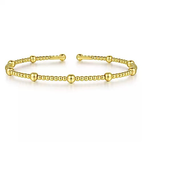 BRACELETS - 14K Yellow Gold Bujukan 6.25 Inch Open Bangle