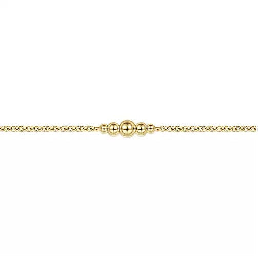 BRACELETS - 14K Yellow Gold Graduating Bead Stations 7 Inch Bracelet
