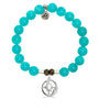 BRACELETS - Aqua Amazonite Stone Bracelet With Moonlight Sterling Silver Charm