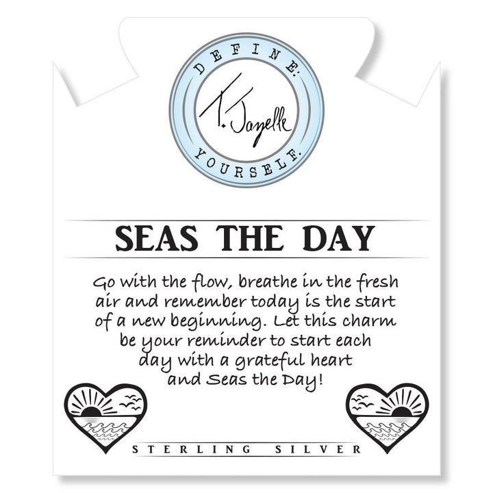 BRACELETS - Aqua Amazonite Stone Bracelet With Seas The Day Sterling Silver Charm