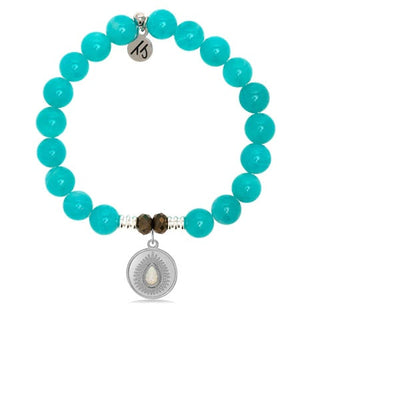 BRACELETS - Aqua Amazonite Stone Bracelet With You're One Of A Kind Sterling Silver Charm