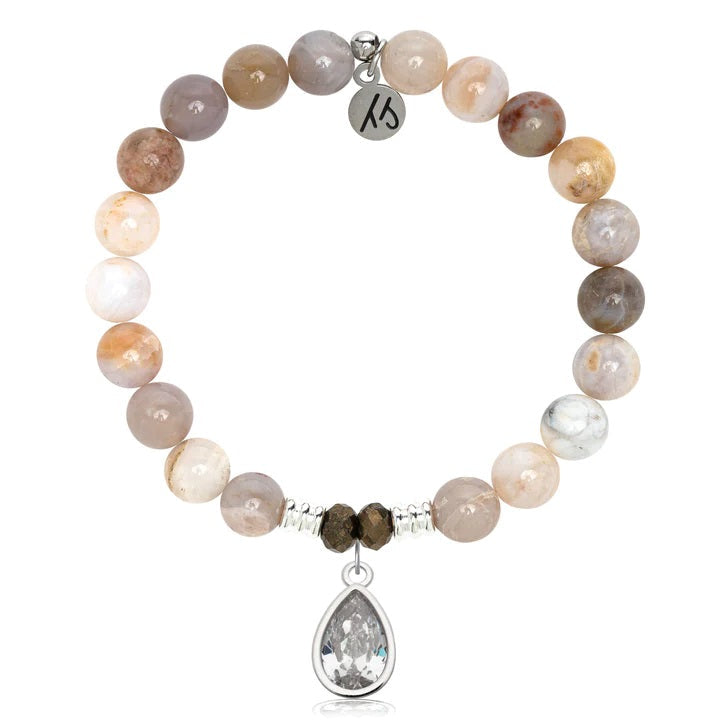 BRACELETS - Australian Agate Gemstone Bracelet With Inner Beauty Sterling Silver Charm