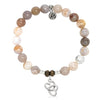 BRACELETS - Australian Agate Gemstone Bracelet With Linked Hearts Sterling Silver Charm