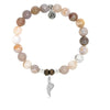 BRACELETS - Australian Agate Stone Bracelet With Angel Blessings Sterling Silver Charm