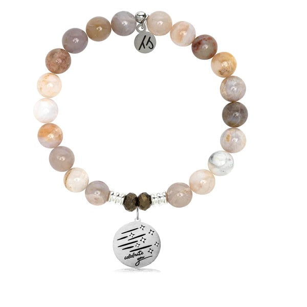 BRACELETS - Australian Agate Stone Bracelet With Birthday Wishes Sterling Silver Charm