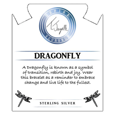 BRACELETS - Australian Agate Stone Bracelet With Dragonfly Sterling Silver Charm