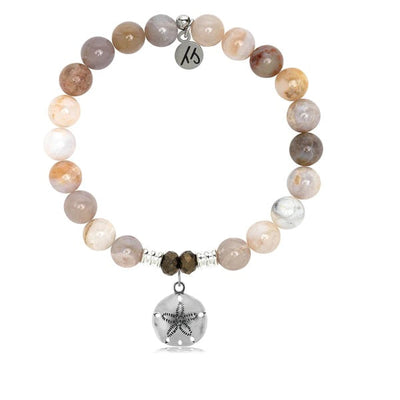 BRACELETS - Australian Agate Stone Bracelet With Sand Dollar Sterling Silver Charm