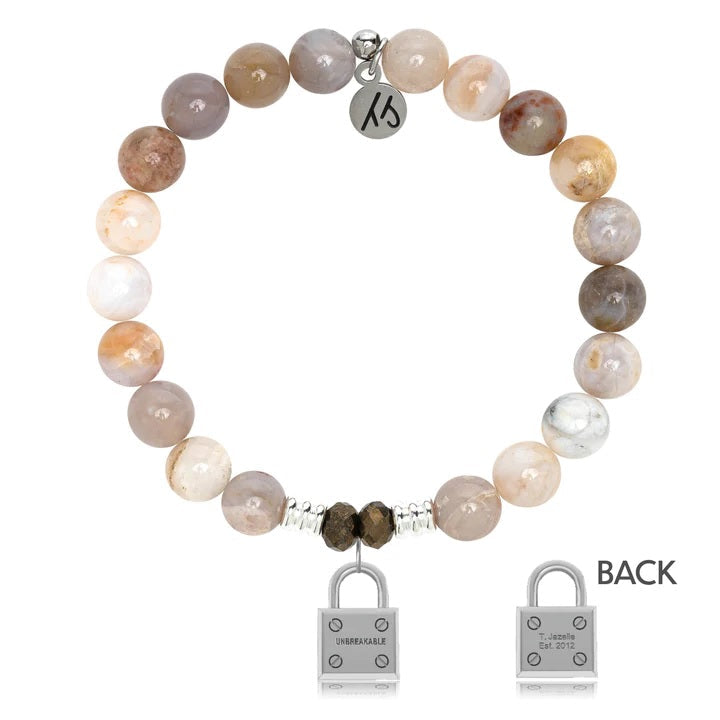BRACELETS - Australian Agate Stone Bracelet With Unbreakable Sterling Silver Charm
